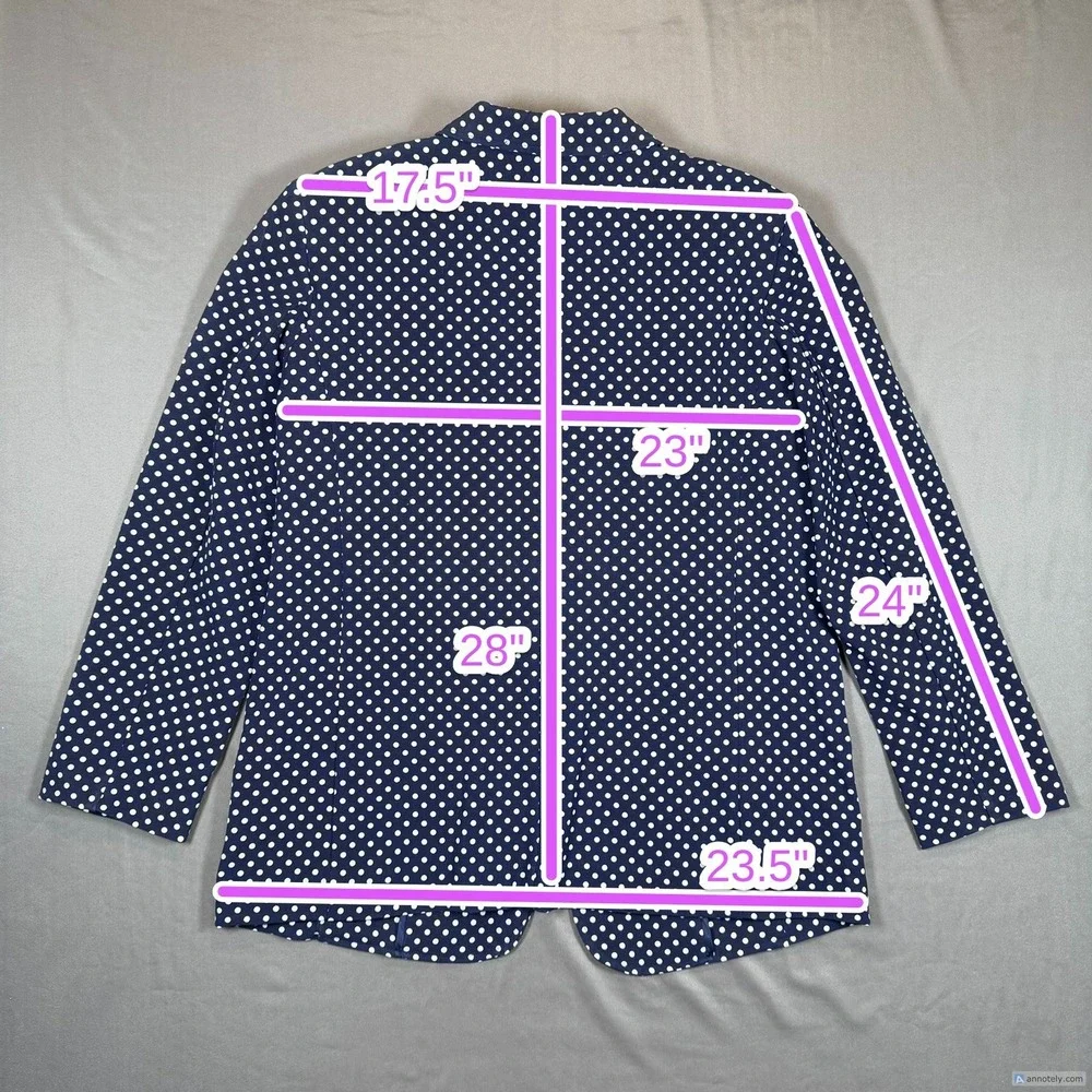 Twiggy London Navy‎ Blue White Polka Dot Single Button Blazer Jacket XL